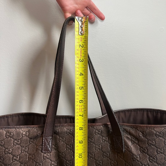 Gucci signature monogram brown leather tote - Picture 8 of 16